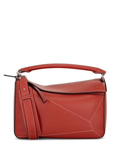 Shop Loewe Medium Puzzle Shoulder Bag In Red