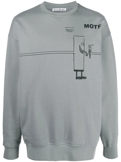 Shop Acne Studios Motf-print Sweatshirt In Grey