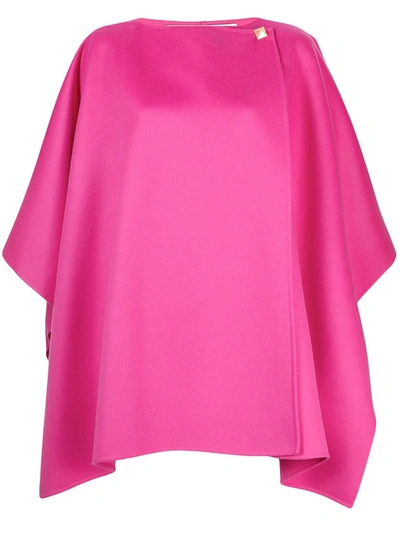 Shop Valentino Draped Button Cape In Pink