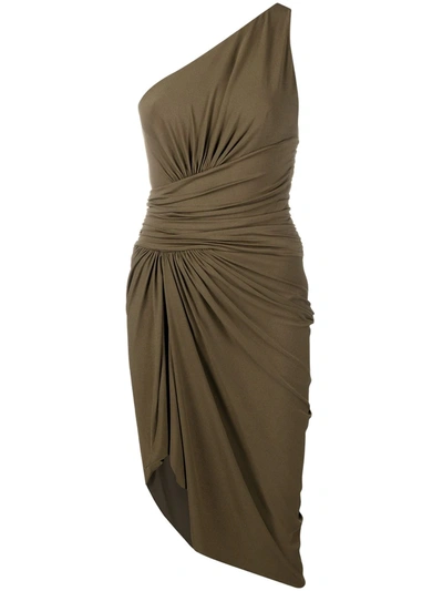 Shop Alexandre Vauthier Asymmetrical One-shoulder Ruched Dress In Green