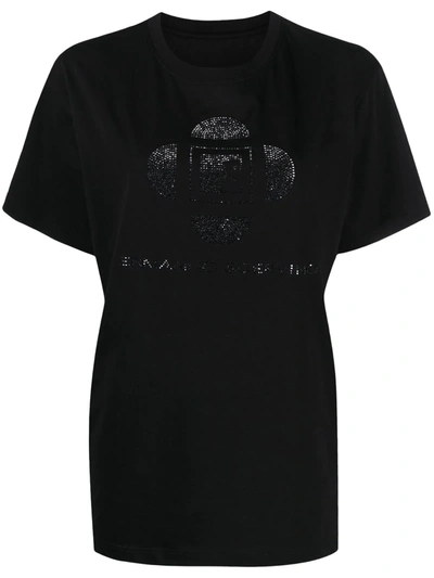 Shop Ermanno Scervino Crystal Embellished Logo T-shirt In Black