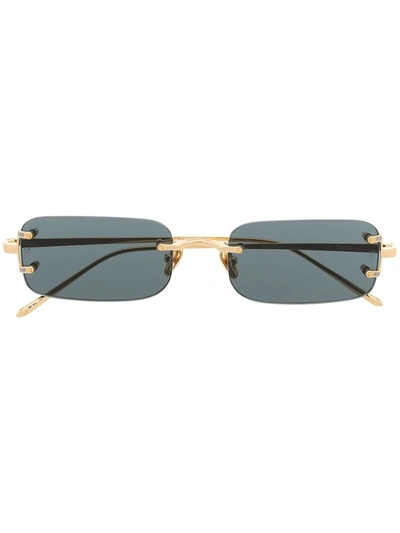 Shop Linda Farrow Talor Rectangular Frame Sunglasses In Gold