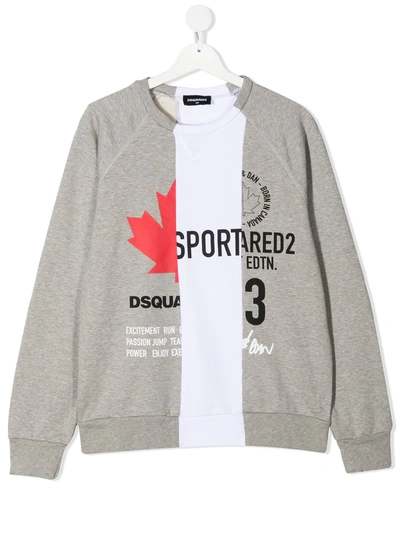 Shop Dsquared2 Teen Split Logo-print Sweatshirt In Grey
