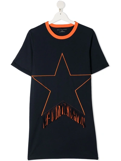 Shop Stella Mccartney Teen Fringed Star T-shirt In Blue