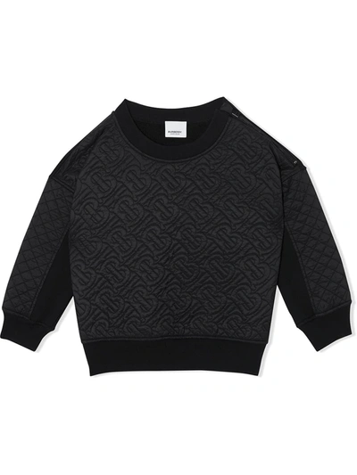 Shop Burberry Teen Monogram-quilted Sweatshirt In 黑色