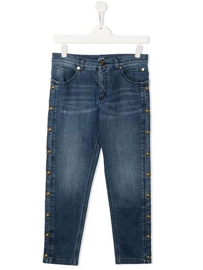 Shop Balmain Teen Skinny Jeans In Blue