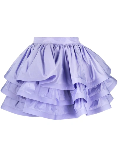 Shop Elisabetta Franchi High-waisted Maxi-flounce Skirt In Purple