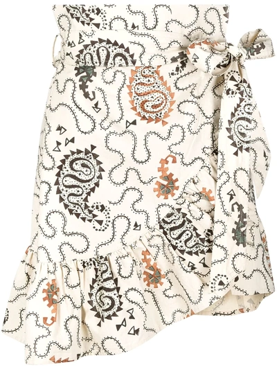 Shop Isabel Marant Étoile Abstract-print Wrap Skirt In Neutrals