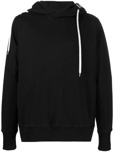 Shop Craig Green Contrasting Laced Cotton Hoodie In Black