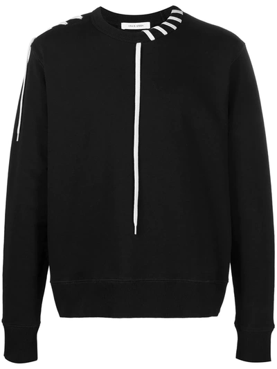 Shop Craig Green Contrasting Laced Cotton Sweatshirt In Black