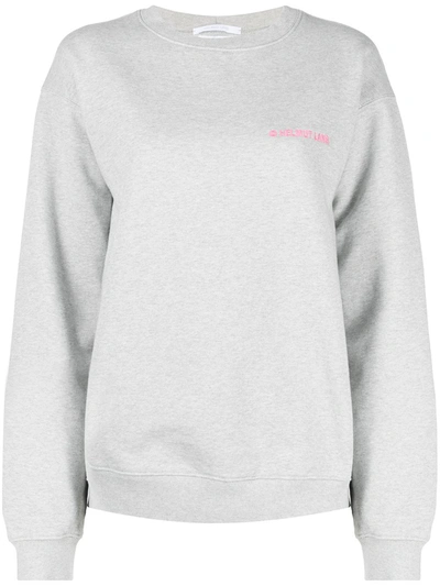 Shop Helmut Lang Embroidered Logo Sweatshirt In Grey