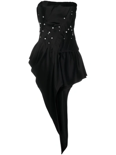 Shop Alexander Wang Crystal Embellished Asymmetric Mini Dress In Black