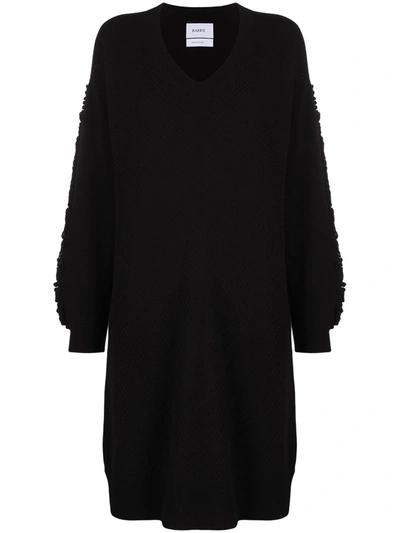 Shop Barrie Textured Sleeeve Cashmere Dress In Black