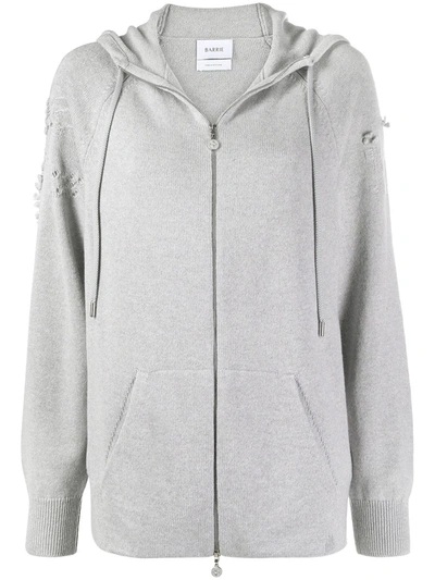 Shop Barrie Embroidered Cashmere Hoodie In Grey