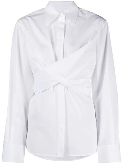 Shop Helmut Lang Cotton Poplin Wrap Shirt In White