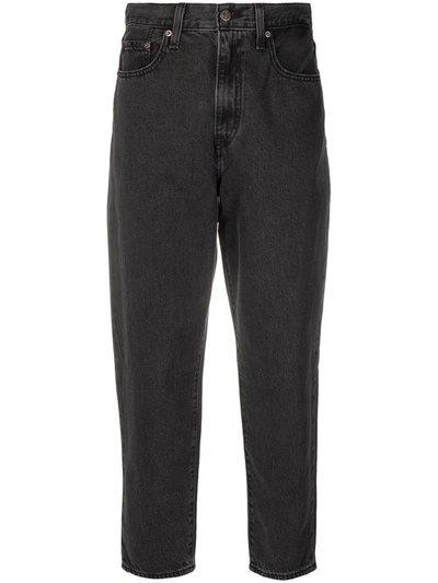 Shop Levi's High Waisted Cropped Jeans In Black