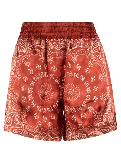 Shop Golden Goose Paisley Print Shorts In Light Red