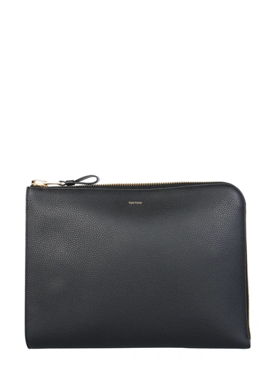 Shop Tom Ford Leather Pouch In Black