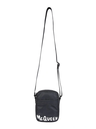 Shop Alexander Mcqueen Shoulder Bag With Logo In Black