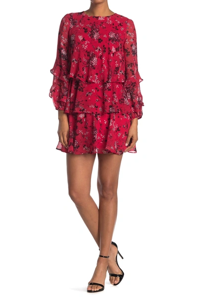 Shop Taylor Floral Printed Tiered Dress In Light Cran