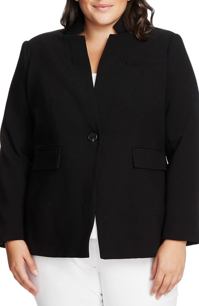 Shop Vince Camuto Convertible Collar Stretch Crepe Blazer In Rich Black