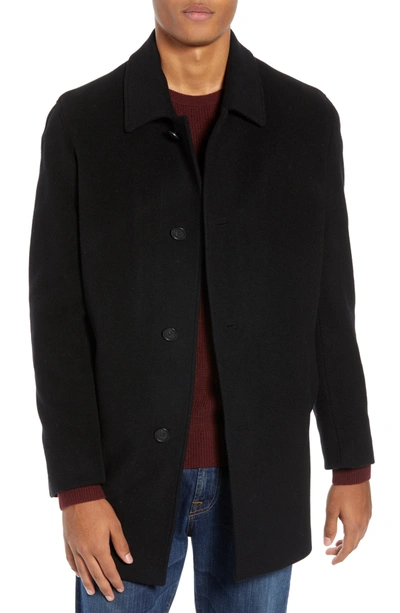 Shop Cole Haan Wool Blend Overcoat In Black