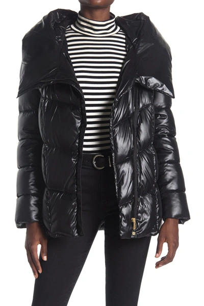 Shop Donna Karan Asymmetrical Zip Puffer Jacket In Black
