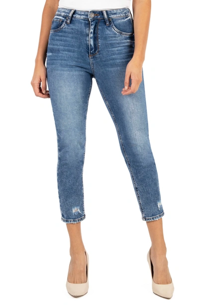 Shop Kut From The Kloth Naomi Girlfriend High Rise Straight Leg Capri Jeans In Colorful W/ Medi
