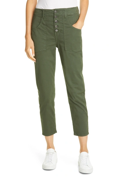 Shop Veronica Beard Arya Cargo Cropped Pants In Army Green