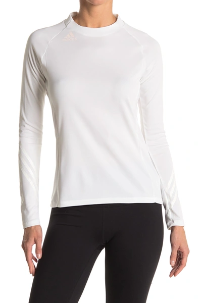 Shop Adidas Golf Mock Neck Long Sleeve Top In White