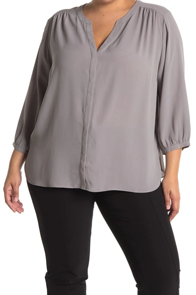 Shop Nydj Pintuck Pleat Crepe Blouse In Mineral