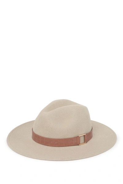 Shop Bcbg Croc Embossed Trim Panama Hat In Grey