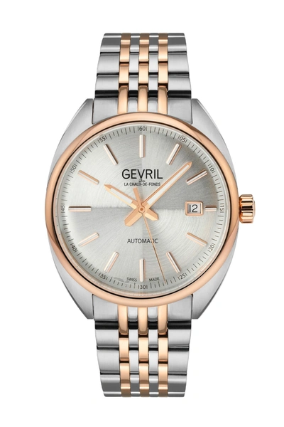 Shop Gevril Men's Five Points Silver Dial Two Tone Watch