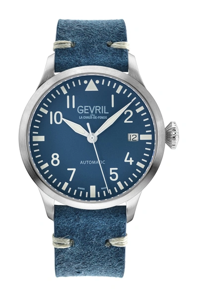 Shop Gevril Men's Vaughn Blue Leather Watch
