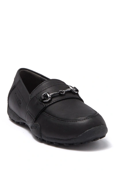 Shop Geox Leather Moc Toe Loafer In Blk Oxford