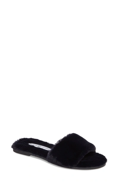 Shop Chinese Laundry Mulholland Faux Fur Slide Sandal In Navy