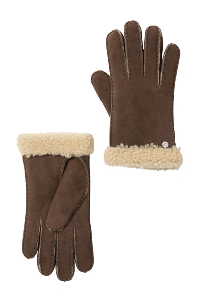 Shop Ugg Genuine Dyed Shearling Slim Side Vent Gloves In Slate