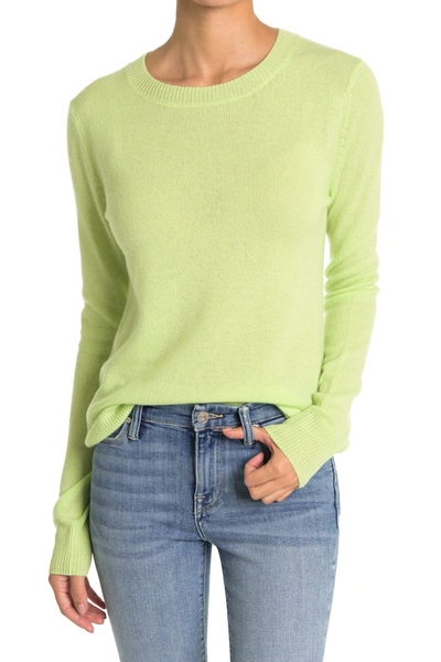 Shop 525 America Cashmere Crew Neck Pullover Sweater In Neon Green
