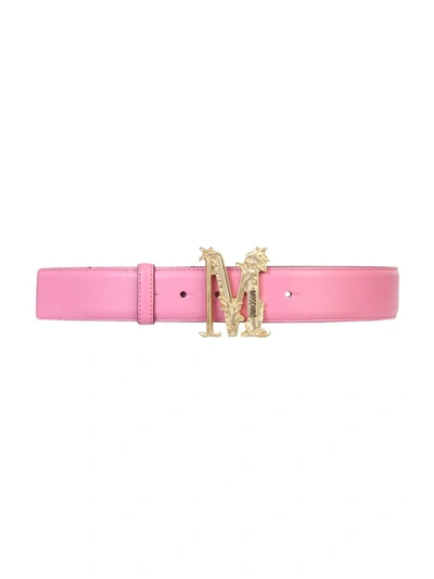 Shop Moschino Belt With Logo In Pink