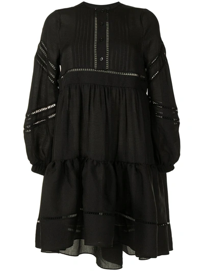 Shop Cynthia Rowley Lace-trimmed Mini Dress In Black
