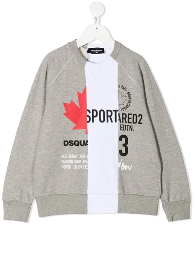 Shop Dsquared2 Split Logo-print Sweatshirt In Grey