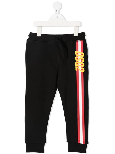 Dsquared2 Teen Logo Stripe-print Track Pants In Black