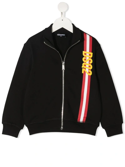 Dsquared2 Teen Stripe Detail Track Jacket In Black