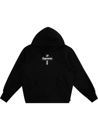 Shop Supreme Cross Box Logo Drawstring Hoodie In Black