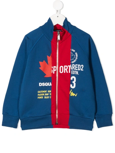 Dsquared2 Teen Stripe Detail Track Jacket In Blue