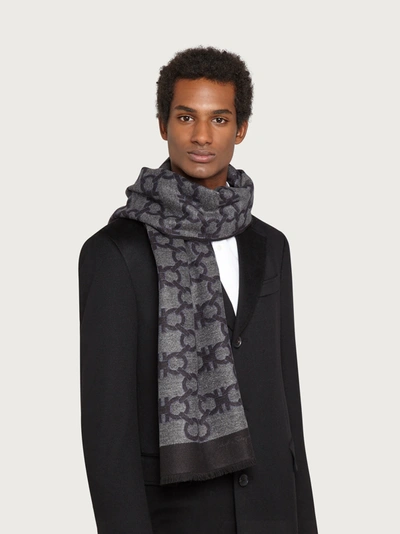 Shop Ferragamo Gancini Scarf In Grey