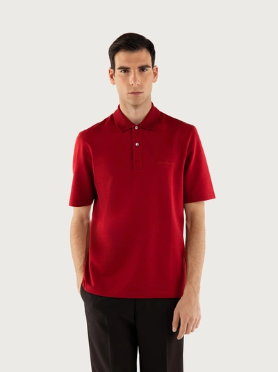 Shop Ferragamo Salvatore  Herren Polohemd Mit Stickerei In Red