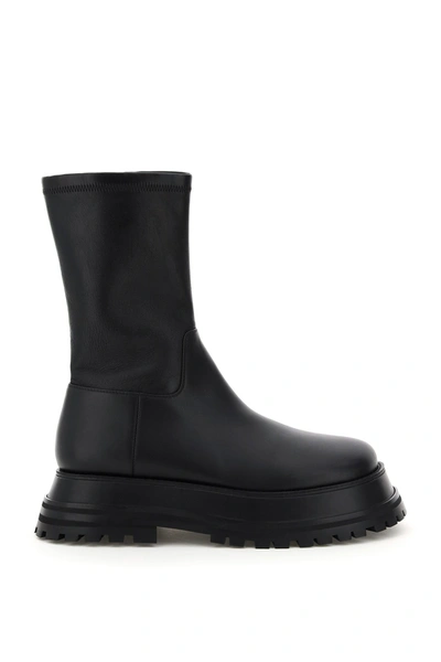 Shop Burberry Hurr Stretch Leather Boots In Black