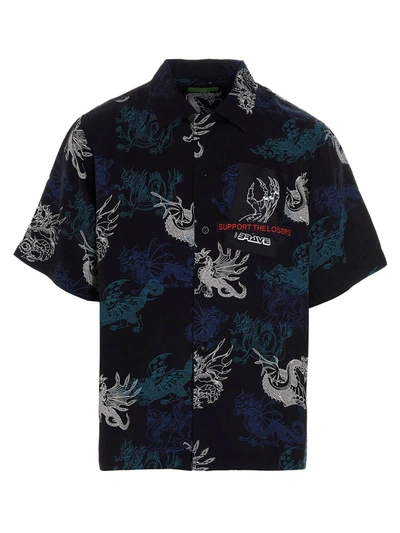 Shop Diesel Dragons Print S-beach Shirt In Black