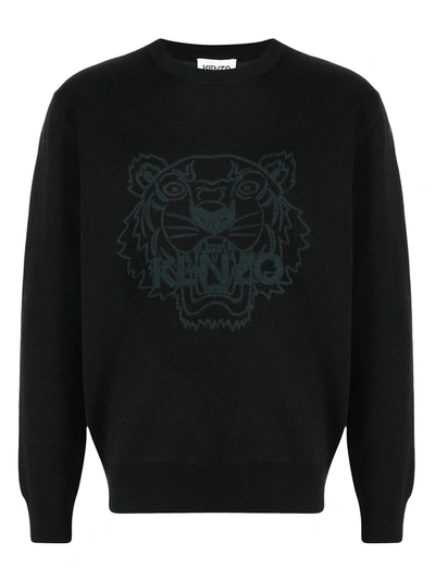 Shop Kenzo Tiger Wool-blend Crewneck Jumper In Black